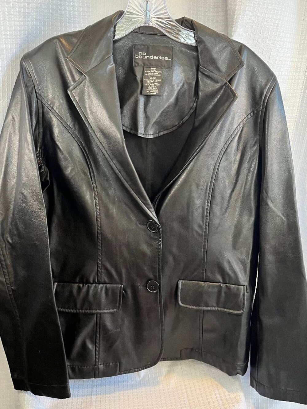 Vintage No Boundaries Black Faux Leather Blazer size M